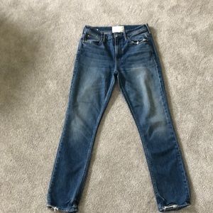 Distressed boyfriend cut jeans